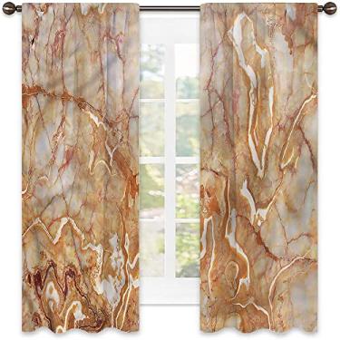 Imagem de Cortinas blecaute de mármore para quarto - Cortinas escurecidas com isolamento térmico para sala de estar, L 132 x C 137 cm