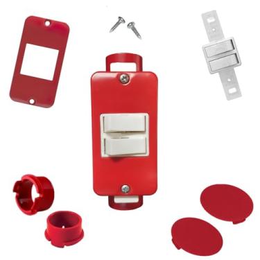 Imagem de Interruptor Duplo Kit Completo Caixa 4x2 Condolete Sobrepor (Vermelho)