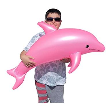 Imagem de Zugar Land Brinquedo Inflável Gigante De 40" Com Golfinho Perolado, Decoração Mesa Buffet Para Festa Aniversário, Praia, Piscina, Tema Aquático (Rosa - 1 Pacote)