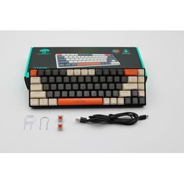 Imagem de Bittek Teclado mecânico cinza branco laranja 68 teclas – retroiluminação RGB, interruptores vermelhos (linear)