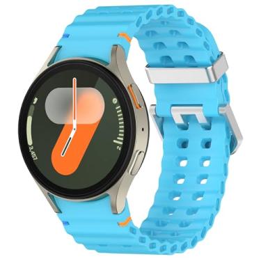 Imagem de Sodhad Pulseira de silicone macio compatível com Samsung Galaxy Watch 7 de 44 mm e 40 mm e pulseiras esportivas respiráveis para Galaxy Watch 7 6 5 4 de 44 mm e 40 mm / 6 Classic de 43 mm 47 mm / 5