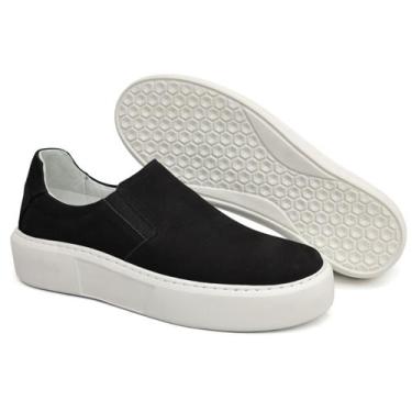 Imagem de Sapato Slip on Masculino Sola Alta Couro Legítimo Camurça - Mr Light, 