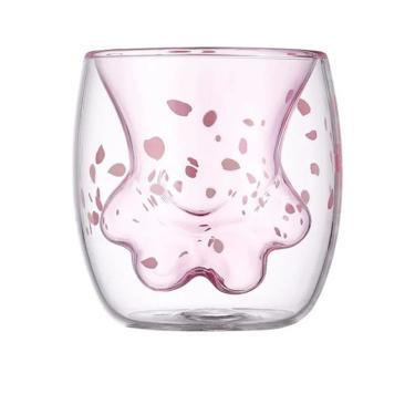 Imagem de Copo De Vidro Parede Dupla Formato Criativo De Patinha 240ml