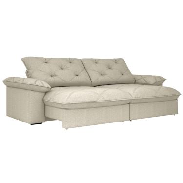 Imagem de Sofá Retrátil e Reclinável Bipartido Molas Ensacadas 2,60m 4 Lugares Amsterdã Linho Bege Luizzi Bege