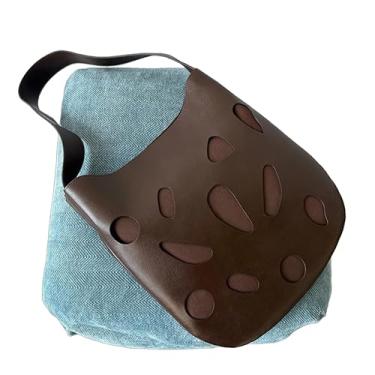 Imagem de Bolsa minimalista de couro legítimo, moderna, simples, de grande capacidade, bolsa feminina de nicho para axilas, Marrom, 35*2*38cm