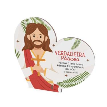 Imagem de Kit 10 Lembrancinhas Pascoa MDF Coracao Recortado - DK Decor, VERDADEI