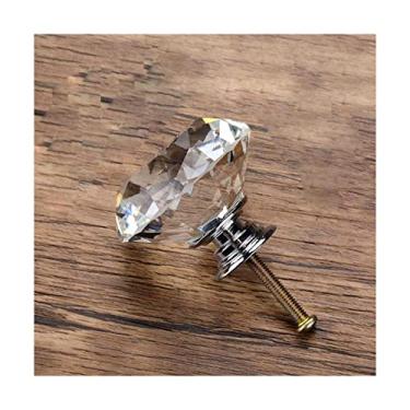 Imagem de Puxador de armário 40 mm maçanetas de porta de armário de cristal puxadores de gaveta de vidro corte diamante liga de zinco com puxadores de parafuso para armários cômoda decoração de casa puxadores