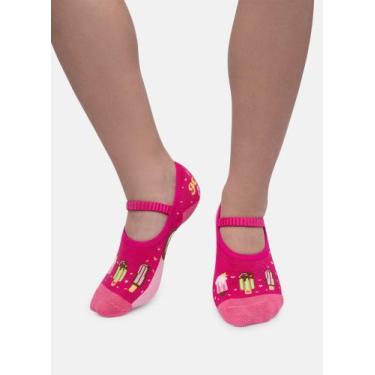 Imagem de Meia Sapatilha com Antiderrapante Menina Sorvete Pink 23 a 27 - PUKET,