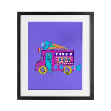 Imagem de Stupell Industries Impressão emoldurada de caminhão de sorvete roxo vibrante design sob vidro por Susan Lugar, 40 x 33