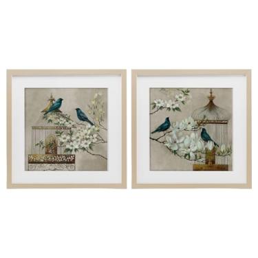 Imagem de Stupell Industries Conjunto de impressão emoldurada de bétula Spring Bluebirds Menagerie de 2 peças por Elaine Vollherbst, 40,6 x 40,6 cm