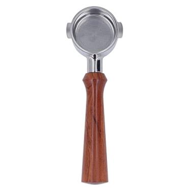 Imagem de 51mm Coffee Bottomless Portafilter, Destacável de Aço Inoxidável Bottomless Naked 2 Ear Portafilter Com Filtro Cesta Substituição Handle Madeira para EC0310 Coffee Makers (F Jacarandá)
