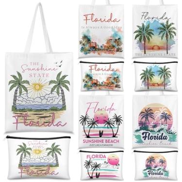 Imagem de Reginary 6 peças City Souvenirs Gifts New York Italy Chicago Seattle Los Angeles Souvenir Canvas Tote Bag Cosmetic Bag Women, Multicor, Large