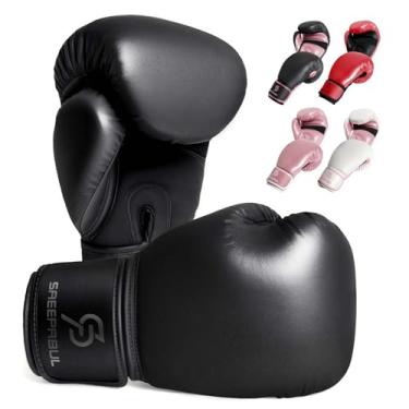 Imagem de SAEEPABUL Luvas de boxe S200 para homens e mulheres, adequadas para boxe, kickboxing, artes marciais mistas, Maui Thai MMA, saco pesado, treinamento de luta, preto, 473 g