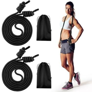 Imagem de Lewtemi 2 peças de corda de exercício de fluxo para fitness, corda de treino de trança dupla com bolsa de pano, salto de comprimento ajustável para malhar, homens, mulheres, academia, treinamento