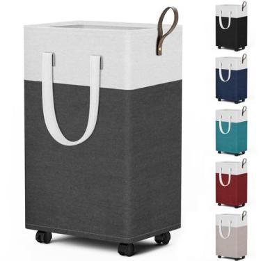 Imagem de Cesto de roupa suja rolante HomeHacks 75L com rodas impermeáveis