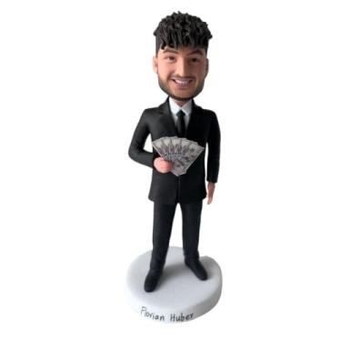 Imagem de Bobblehead de empresário personalizado feito à mão - Personalizado a partir da sua foto, ideal para decoração de mesa ou painel de carro para empreendedores/profissionais de negócios/celebrar o