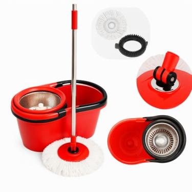 Imagem de Mop Giratório 360° com Balde Inox 9L — Cabo Telescópico, Com Refil de Microfibra — Limpeza Sem Molhar as Mãos — Cores Sortidas