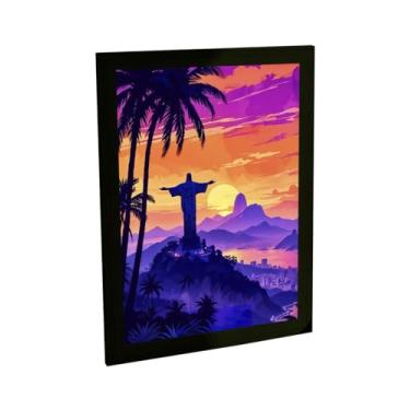 Imagem de Quadro Decorativo Cristo Redentor Rio De Janeiro Por Do Sol Decoração Poster Quarto Sala