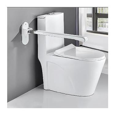 Imagem de Trilhos de segurança de vaso sanitário corrimão dobrável com tiras de luz noturna fácil instalação barras de banheiro resistentes para idosos deficientes e grávidas (cor: branco, tamanho: 68 cm/26,77 polegadas)