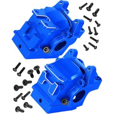 Imagem de hopsupRC RC Gearbox Transmission Case Upgrades Parts for 1/10 Slash/Rustler/Stampede/Jato VXL 4X4 4WD,XO-1,Aluminum Front Rear Wave Box Gearbox,Replace #6880#6881,Navy Blue