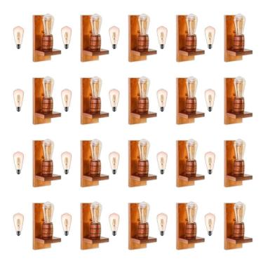 Imagem de Kit 20 Arandelas Barril Delenha Decor Mogno + Lâmpadas