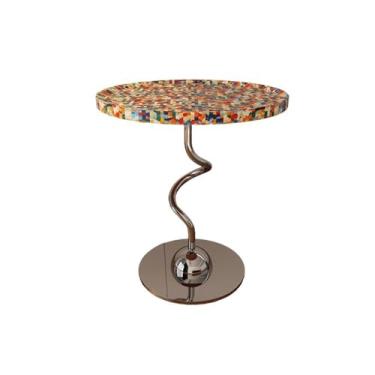 Imagem de Mesa lateral minimalista varanda pequena mesa de centro sofá armazenamento redondo colorido sala de estar canto lazer lateral