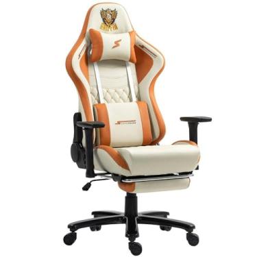 Imagem de Cadeira Gamer SuperFrame Griffin, Reclinável, 3D, Creme e Laranja