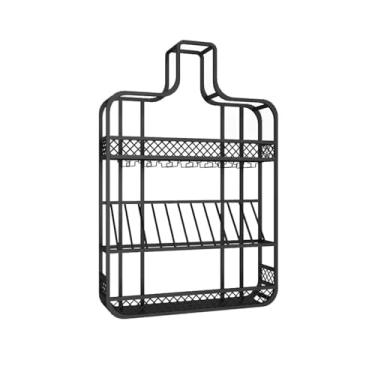 Imagem de hezhuhe2258 Suporte de vinho para armazenamento de vinho bar original refrigerador de vinho pendurado na parede criativo café prateleira de parede estilo industrial prateleiras de vinho prateleiras de