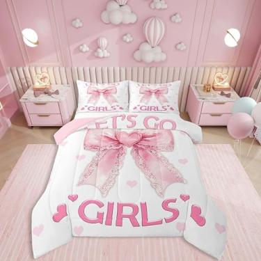 Imagem de Erosebridal Conjunto de edredom solteiro com laço de renda, coquete, para princesas, mulheres, crianças, desenho animado e coração