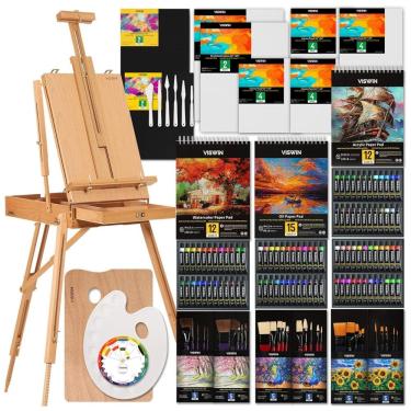 Imagem de Kit de Pintura Conjunto Artístico com 151 Peças, Inclui 96 Tintas, VISWIN, Preto