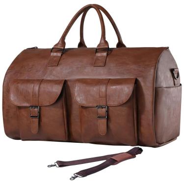 Imagem de Bolsa de Viagem Masculina Clássica de Couro Sintético, SEYFOCNIA, Marrom