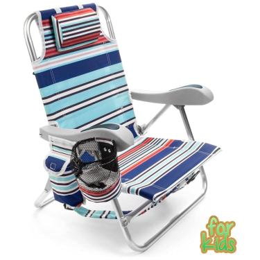 Imagem de Cadeira de Praia Infantil com 4 Posições, Alça de Transporte e Bolsa de Armazenamento, Homevative, Azul