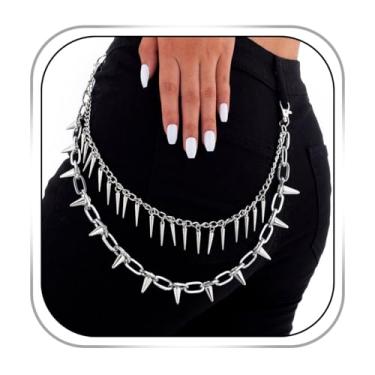 Imagem de Bemous Corrente jeans hip hop prata em camadas para calças punk para mulheres, Medium, liga metálica, Sem Pedra Preciosa