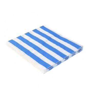 Imagem de Guardanapo de Papel Listras Azul e Branco 33x33cm Folha Dupla 20 Unida