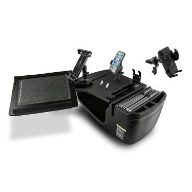 Imagem de AutoExec AE-RDFS-PS-PM-TAB-VC-BT Reach Desk banco frontal para carro e estação de trabalho portátil com suporte para impressora, suporte para telefone, suporte para tablet e clipe de ventilação do
