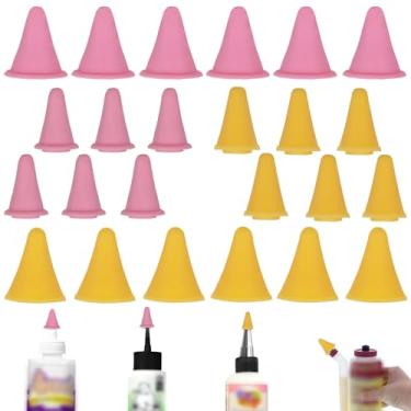 Imagem de Agamino 24 tampas de garrafa de cola de substituição, tampas de garrafa de cola de borracha para cola de madeira, 2 cores e 2 tamanhos para garrafas de cola artística com glitter e a maioria das colas