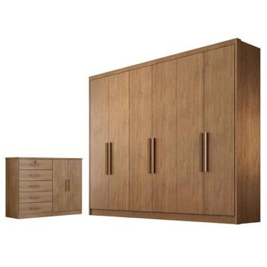 Imagem de Guarda Roupa Casal Linea com Nicho e Cômoda Seul Cumaru 23 - Novo Horizonte