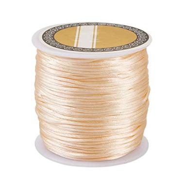 Imagem de Cordão de cetim de nylon de 1 mm para fabricação de pulseiras, cordão de seda de rattail, cordão de contas sedosas, fio de nó chinês para pulseiras trançadas Kumihimo, colar de joias (PeachPuff)