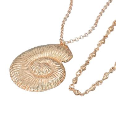 Imagem de Colar de bruxa do mar - acessório encantador de fantasia de ursula de metal dourado, hipoalergênico, impermeável, não mancha, concha de caracol, pingente de aço inoxidável, 16"+3" 17.7+3", Zinco, Sem