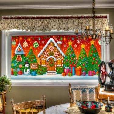 Imagem de HOMETITUTE Película de Natal para janela de casa de pão de gengibre festiva boneco de neve adesivo de vidro decorativo para janela de privacidade para casa, sala de estar, quarto, escritório, 100 x 44