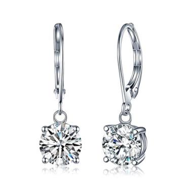 Imagem de Brincos pendentes de zircônia cúbica branca folheados a ouro branco para mulheres, casamentos, festas noturnas, brincos leves, joias de presente para ela