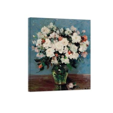 Imagem de Pôster e impressões em tela de flores vintage - reprodução de pintura de arte de parede famosa - rosas 2 imagens prontas para pendurar 40 x 50 cm 40 x 50 cm tela embrulhada