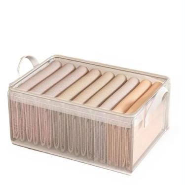 Imagem de Cesto Organizador Multiuso de Roupas Íntimas e Calças – Caixa de Armazenamento Dobrável em Tecido Respirável para Closet e Gavetas (Transparente,5pcs)