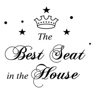 Imagem de 1 peça de adesivos de banheiro The Best Seat in The House Decalque de parede 28 cm arte engraçada vinil citação mural sinal preto para banheiro casa cadeira Closestool sofá