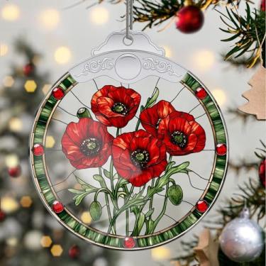 Imagem de Enfeites de Natal, flores de cristal, enfeites de árvore de Natal feitos à mão, decoração de carro e casa - presentes de Natal, decoração de artesanato em acrílico, ideias de troca de presentes para