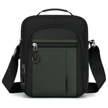 Imagem de Bolsa de ombro masculina Oxford de lona elegante, moderna e minimalista com vários compartimentos para conveniência portátil, Verde, 9.45 inches