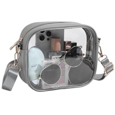 Imagem de Bolsa transversal transparente, aprovada pelo estádio, bolsa transparente para shows, eventos esportivos, festivais, Cinza 1, Removable shoulder strap
