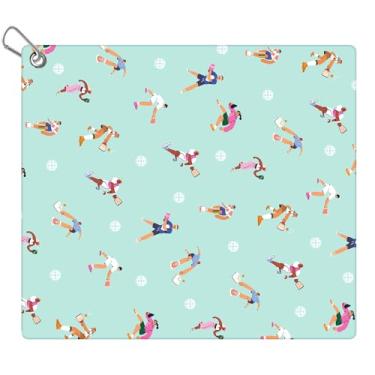 Imagem de Toalha Pickleball, 38 x 43 cm, toalhas esportivas de bola de pickle com mosquetão de microfibra toalha atlética de golfe para mulheres, estampas modernas, acessórios de pickleball, presentes