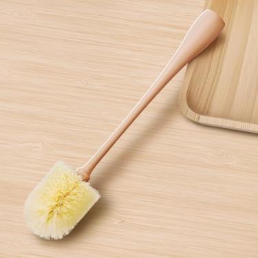 Imagem de Escova de limpeza de vidro doméstica, ferramenta de limpeza de recipiente de garrafa de água de plástico de cabo longo (damasco)