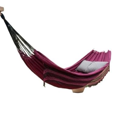 Imagem de Rede de Dormir Descanso Casal, Jeans Confortável E Resistente(Rosa C/Franjas)